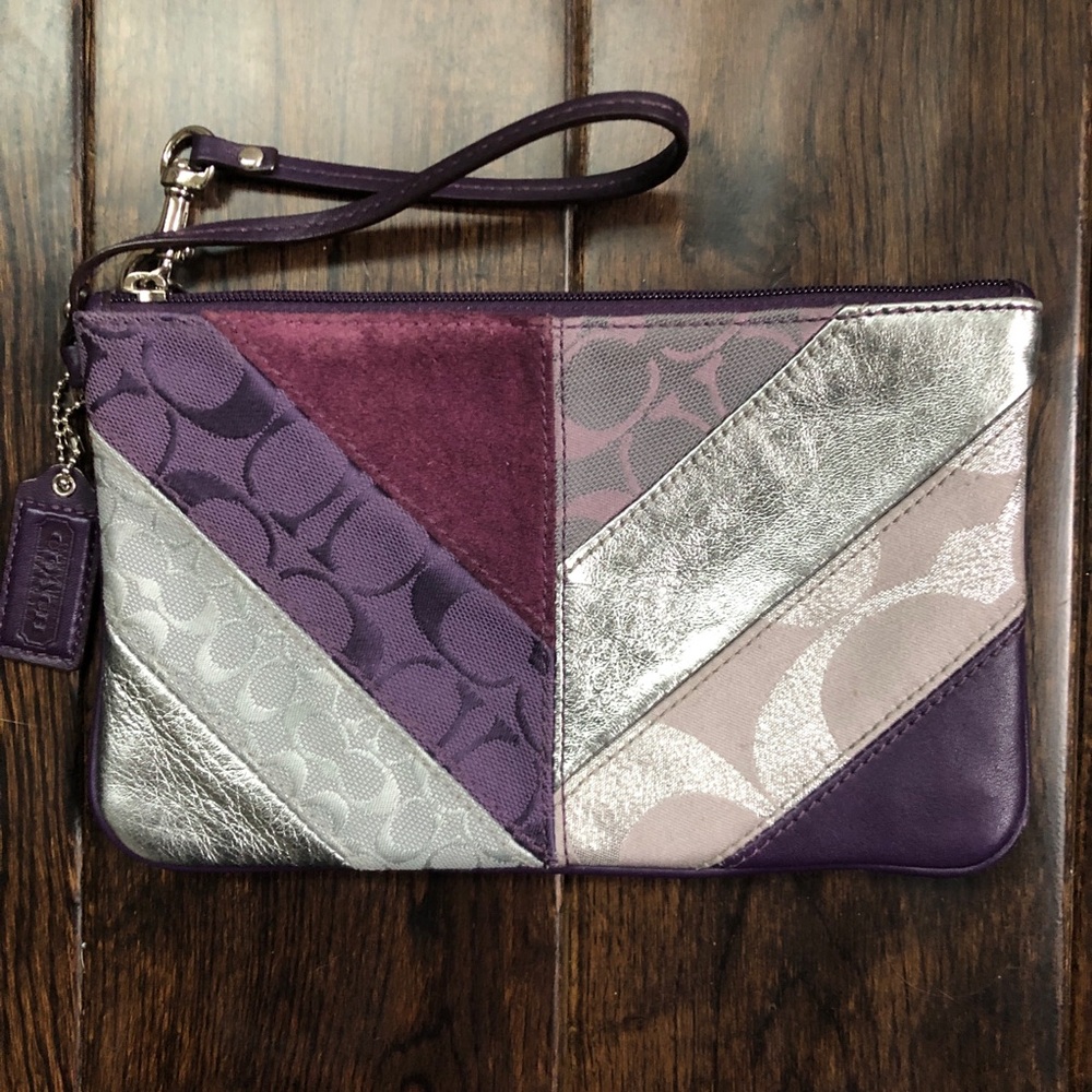 Coach wristlet patchwork purple